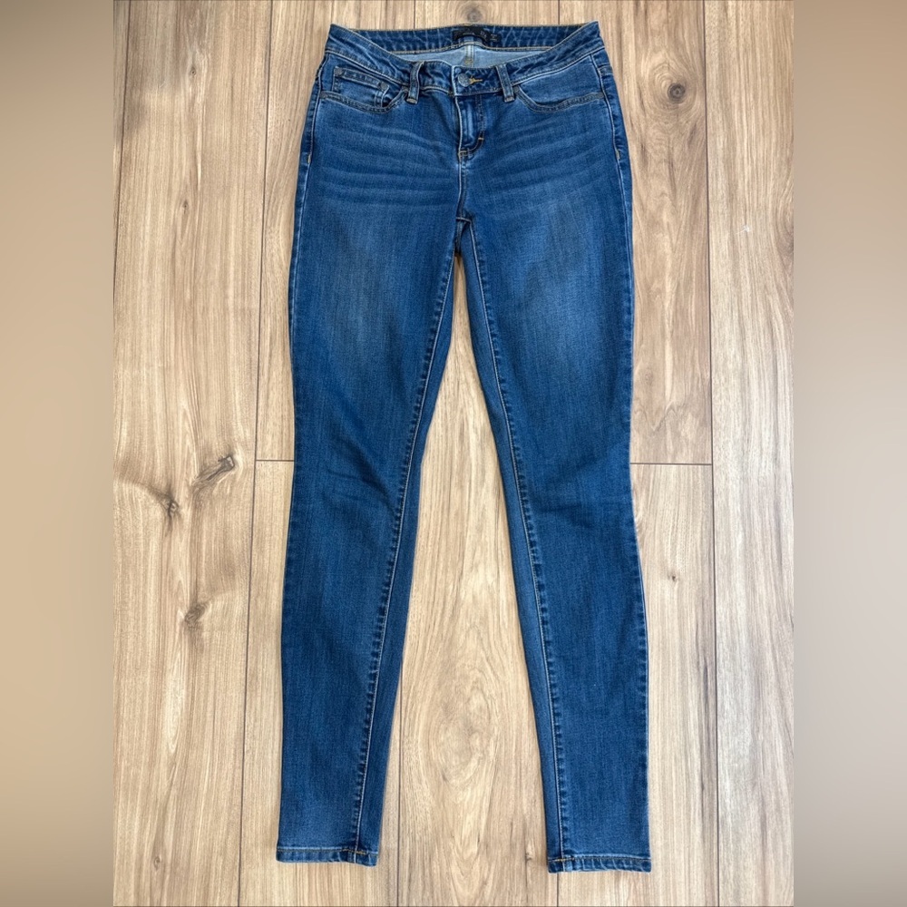 Prana Kayla Blue Performance Denim Mid Rise Skinny Jeans Sz 2 / 26